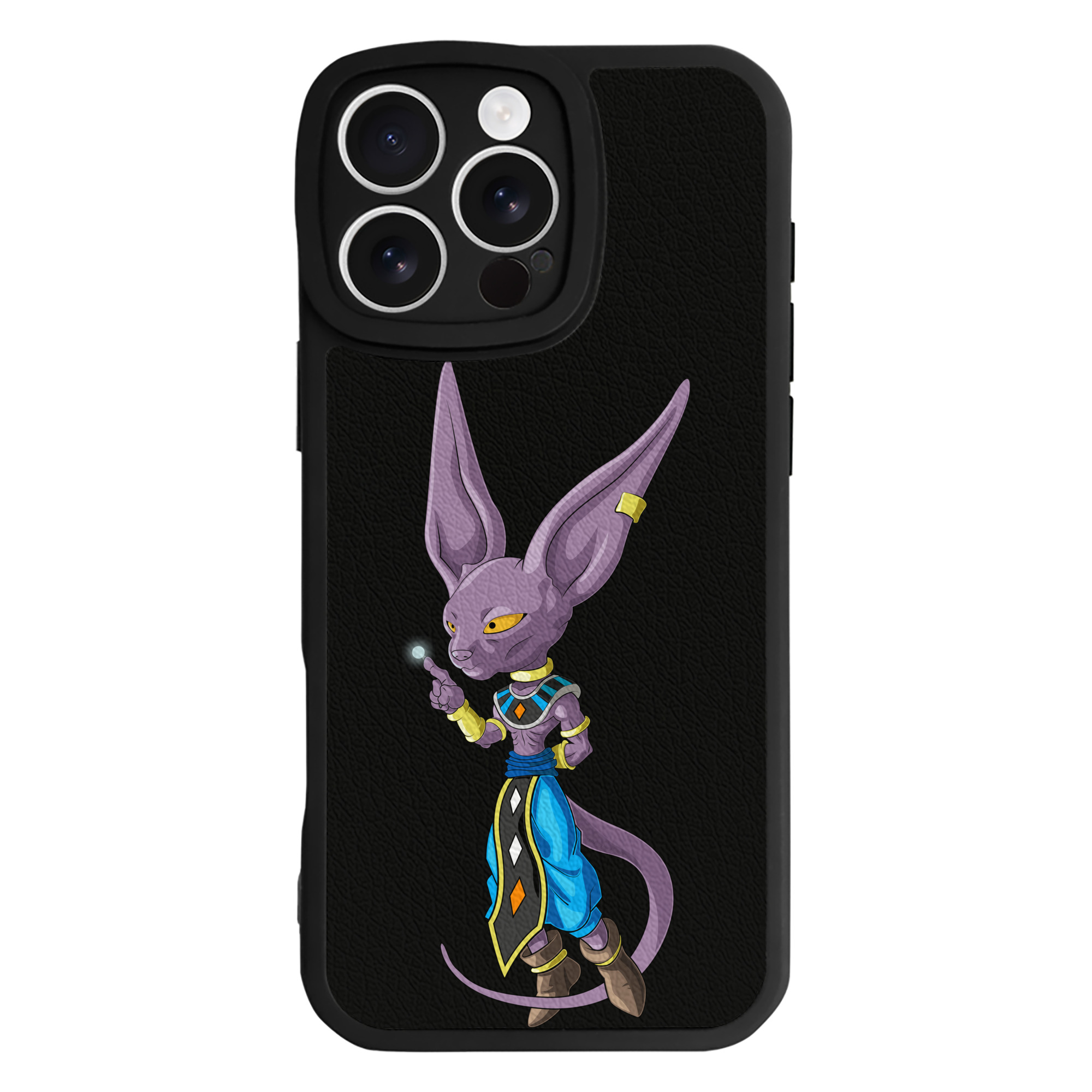 （画像用） ドラゴンボール ビルス 破壊神ビルス DRAGON BALL Beerus Birusu 【iPhone 16シリーズ対応】シリコンスマホケース（レザー調） 材質：シリコン